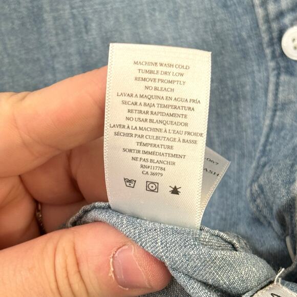 Rails Phoenix Aztec Embroidered Chambray Denim Button Shirt L Mid Vintage Wash - Picture 6 of 12